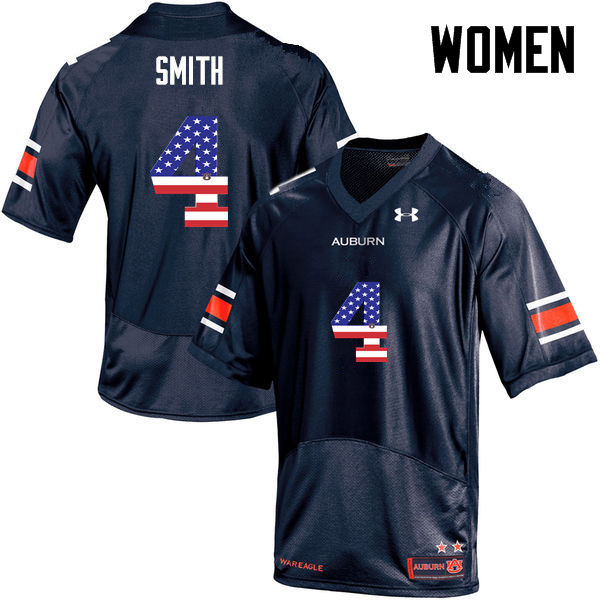 Women #4 Jason Smith Auburn Tigers USA Flag Fashion College Football Jerseys-Navy